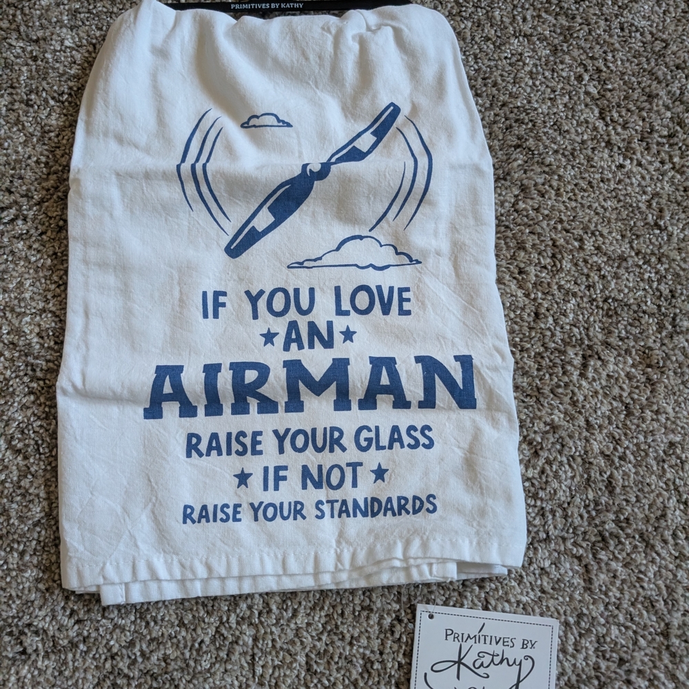 Primitives by Kathy Blue and White Airman Towel